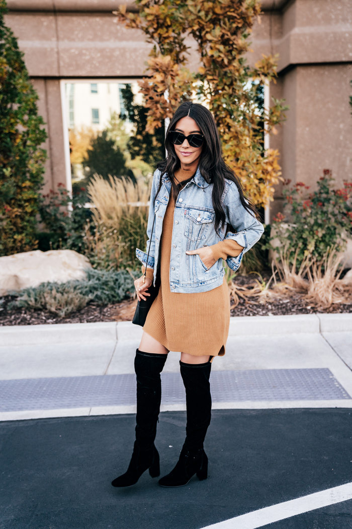 How to Wear a Sweater Dress and Boots - Brittany Maddux
