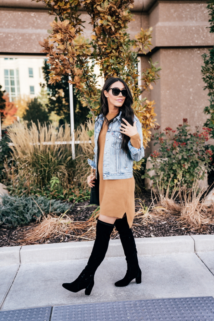How to Wear a Sweater Dress and Boots - Brittany Maddux